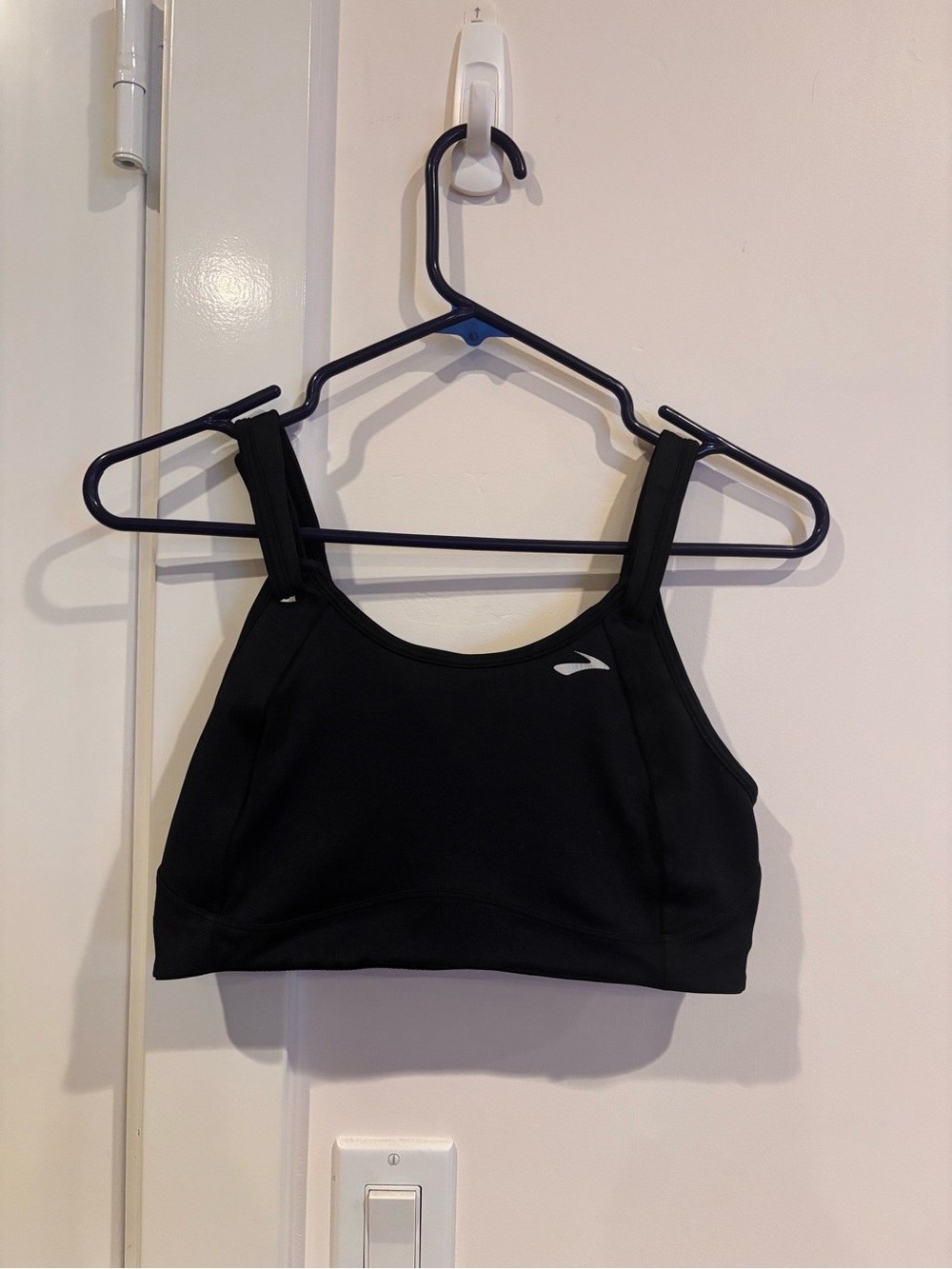 Brooks Black Sports Bra with Small Silver Logo